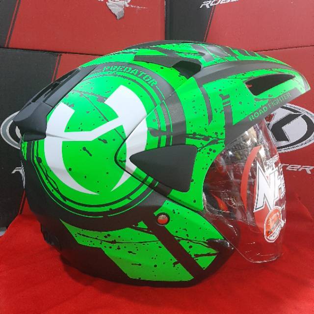 HELM NHK PREDATOR MOTIF BLACK DOFT GREEN