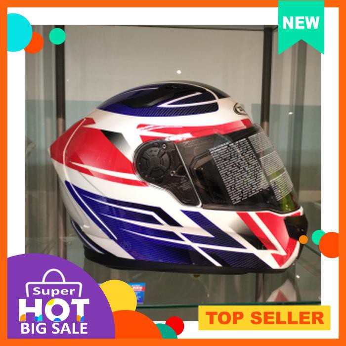 Helm Zeus Zs813 An1 White/Blue Fullface Double Visor