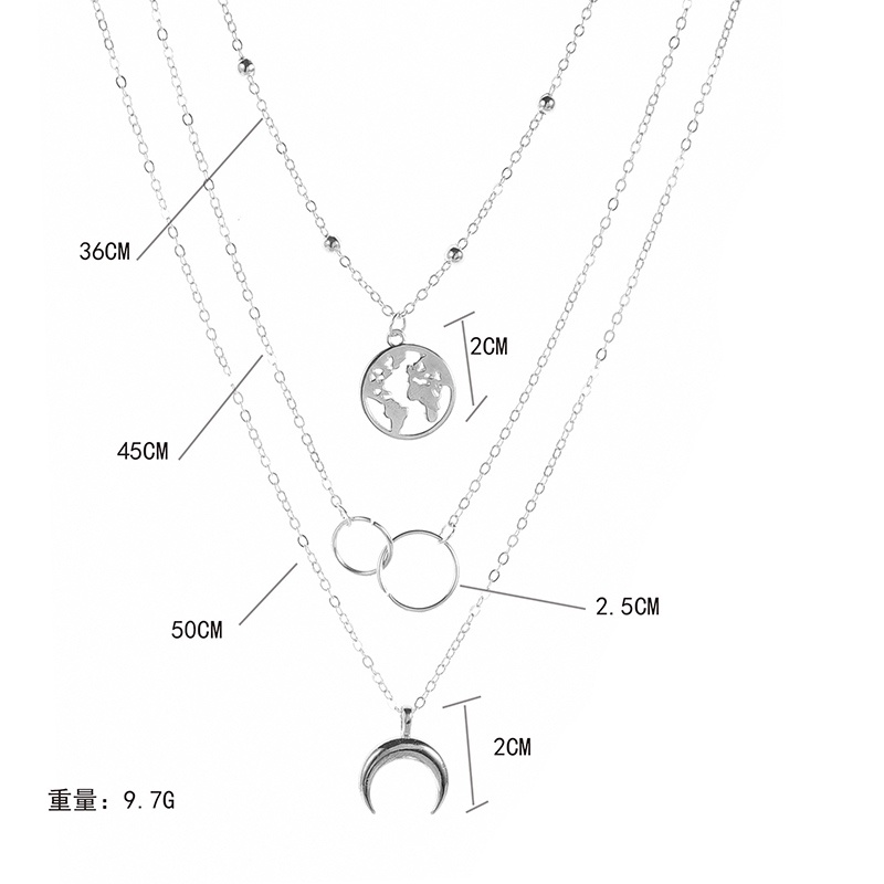 Kalung Rantai Banyak Lapis Dengan Liontin Bulan Sabit Gaya Bohemian Untuk Wanita