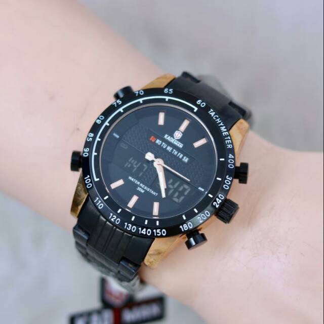 JAM TANGAN PRIA/COWOK KADEMAN DUAL TIME ORIGINAL RANTAI TERBARU ANTI AIR ELEGANT HARGA BERSAHABAT.
