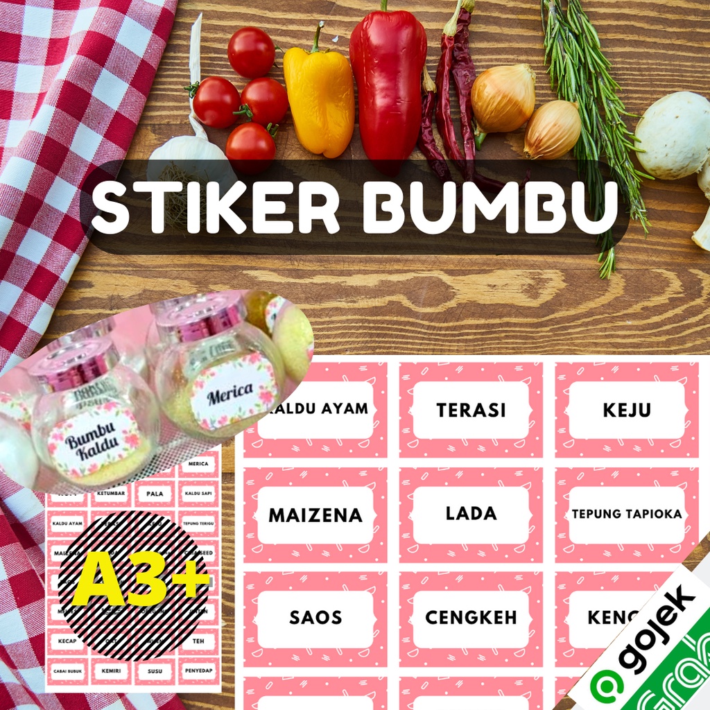 Jual Sticker Bumbu dapur stiker namanama bumbu Indonesia