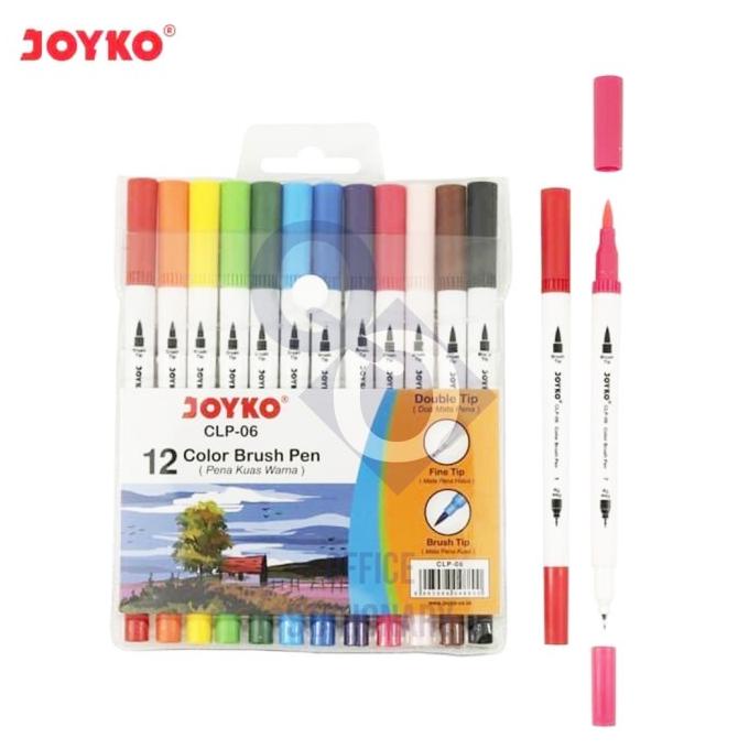 

[[COD]] Brush Pen Joyko 12 Warna CLP-06 ( Dua Mata Pena ) Joyko CLP-06 Set 12 LIMITED EDITION Kode 420