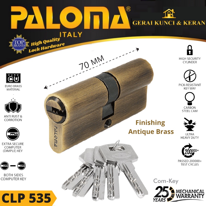 Double Cylinder PALOMA CLP 535 DELUXE DC-CK 70MM - Cylinder Kunci