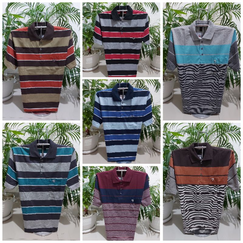 Kaos kerah salur size XL - Kaos kerah garis - Kaos wangki - kaos pria kerah -kaos kerah motif garis