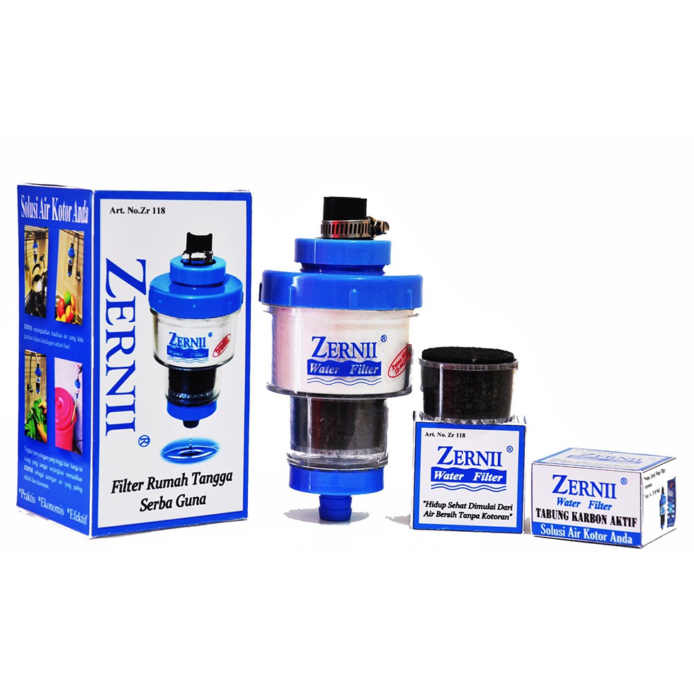 (BISA COD) Paket Lengkap Filter Air Zernii Water Filter Penyaring Kran Air FREE Kapas &amp; Karbon