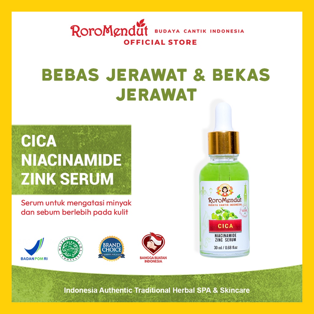 Roro Mendut cica niacinamide zinc serum &amp; Essence Wajah