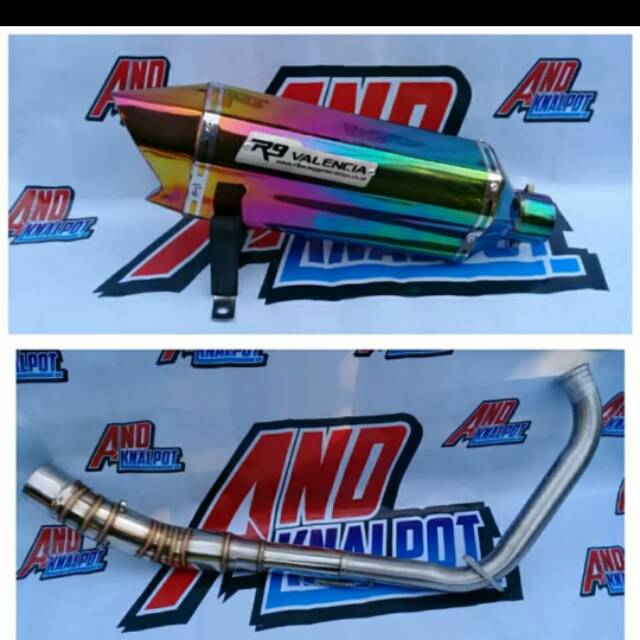 Knalpot Racing R9 Valencia Pelangi For Cbr150 Vixion R15 Byson Gsx 150 Supra Gtr Tiger Satria Fu Dll