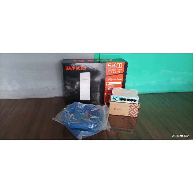 Paket Mikrotik RB750GR3 Tenda O3 Siap pakai hotspot & PPPOE