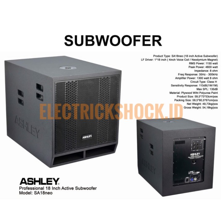 SubWoofer Aktif 18 Inch Ashley Sa18Neo Sa18 Neo Original