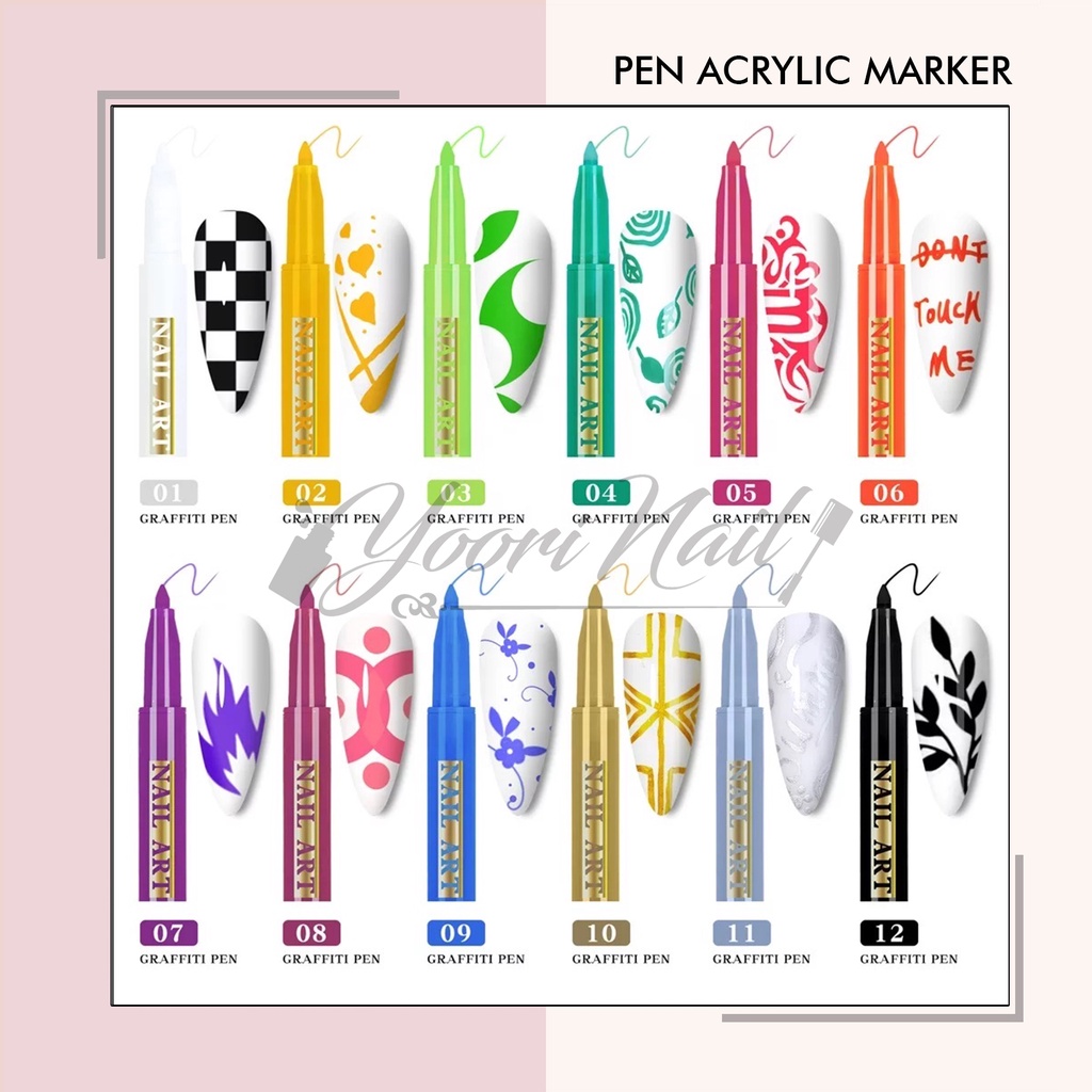 Pen acrylic marker paint gel nail art pen lukis nailart dekorasi grafitti pen marker