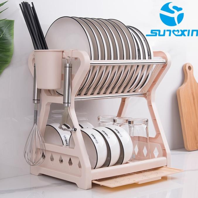 Sunxin - Rak Piring 2 Susun Plastik -2115/ Rak piring Dapur Baskom