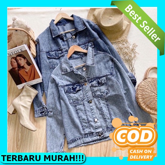 Amr Jeans - Terbaru Jaket Oversize Wanita Import Bestseller - Premium Oversize Denim Jacket Jeans