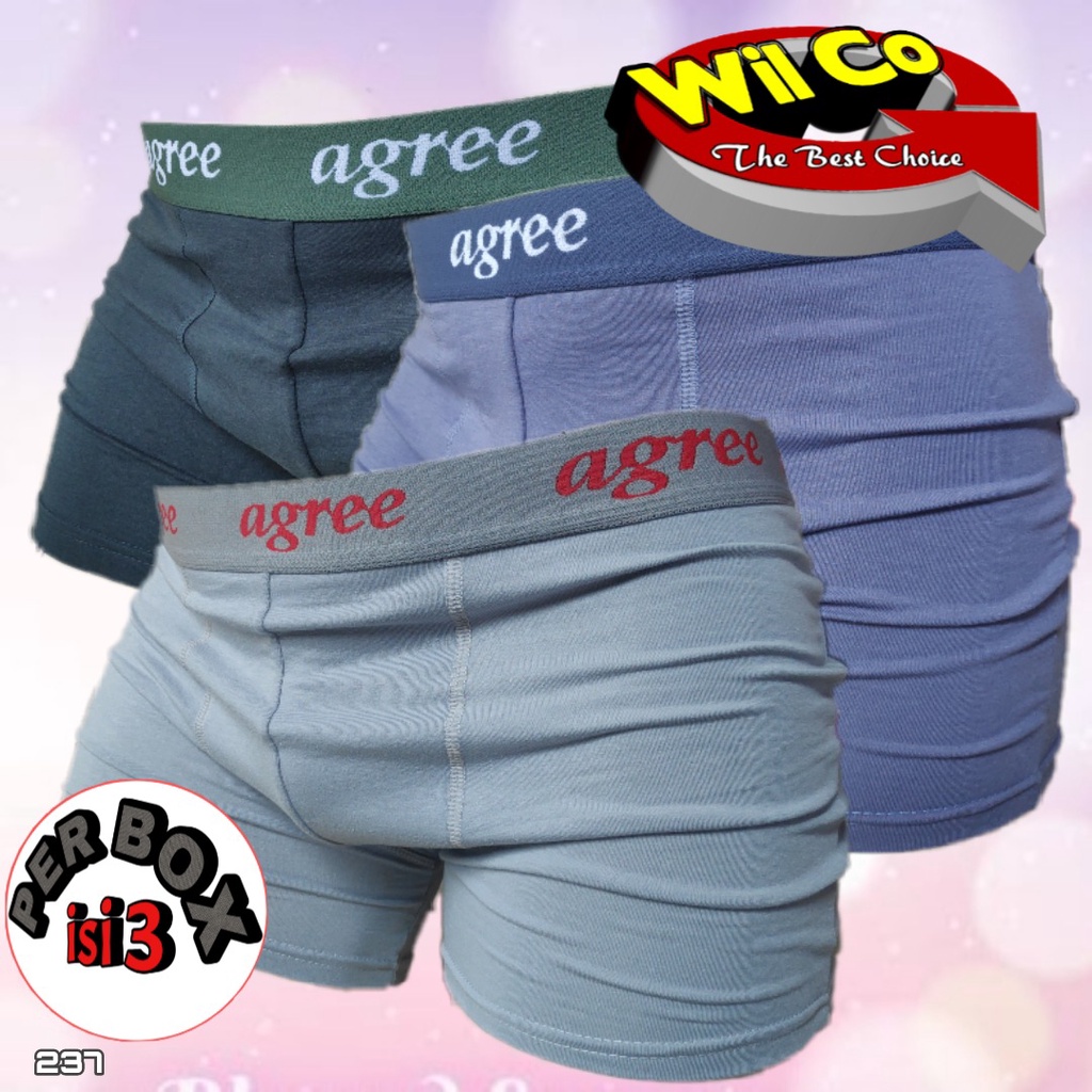 K237T - (PER 1 BOX ISI 3 Pcs) CELANA DALAM PRIA BOXER AGREE SIZE M - XL