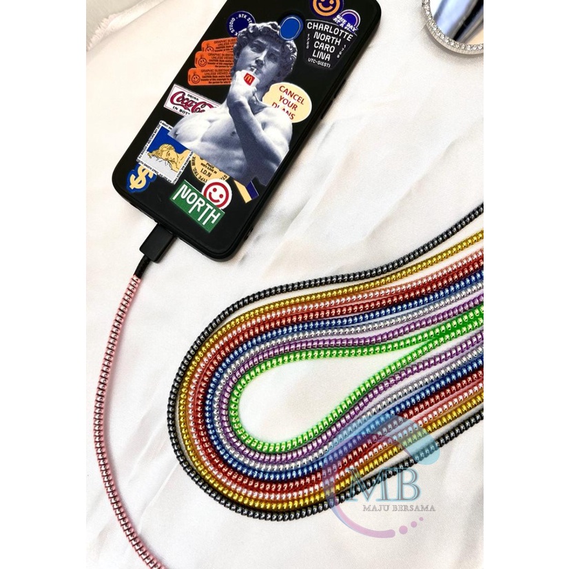 RT94 PELILIT KABEL SPIRAL WARNA METALIC PELINDUNG CABLE HP CHARGER UNIVERSAL CORD PROTECTOR SOLID COLOR GLOSSY MB2951