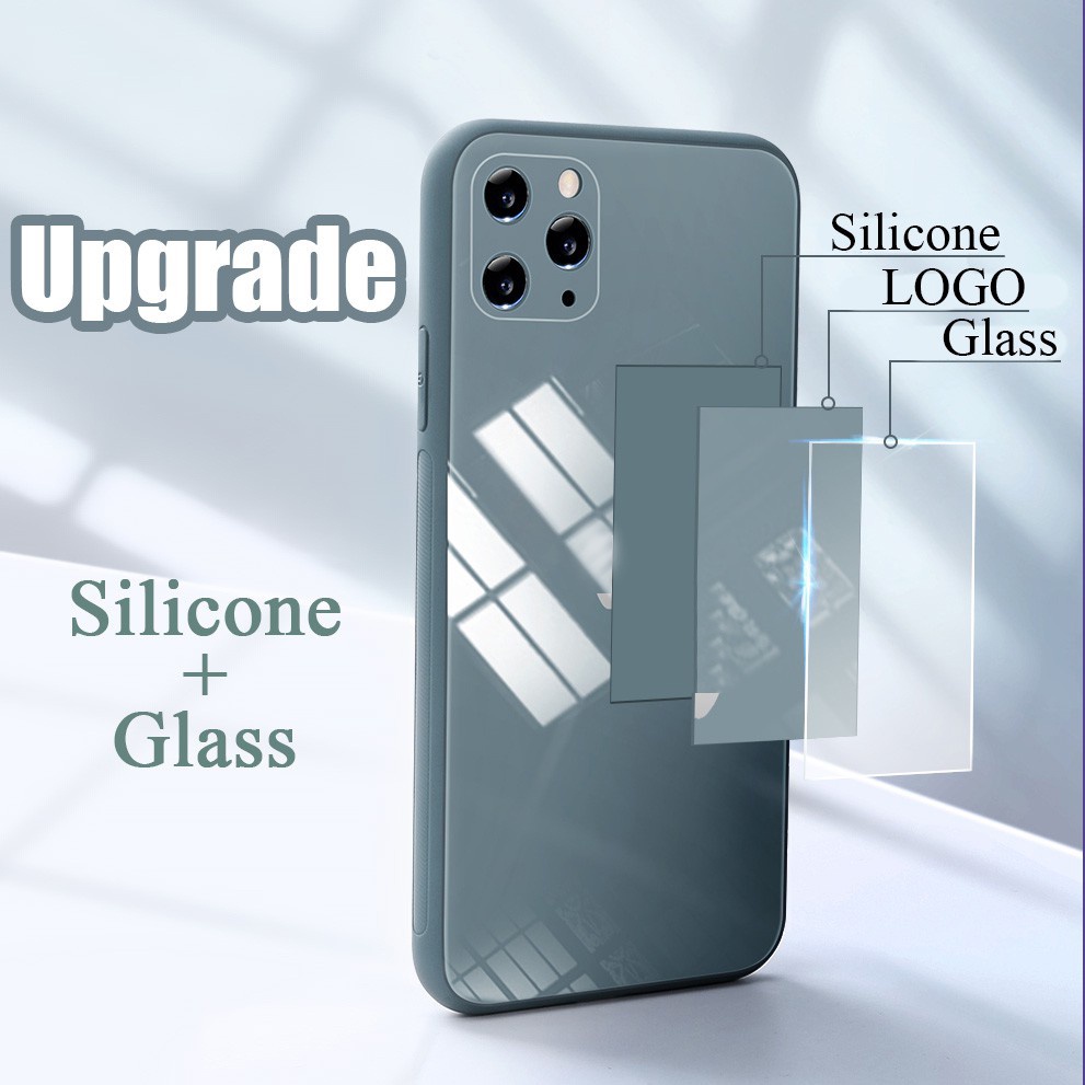 Liquid Silicone Sase for iPhone 11 12 pro max 6 6s 7 8 Plus SE 2020 iPhone x xs max XR Candy Macaron Watercolor Tempered Glass Case