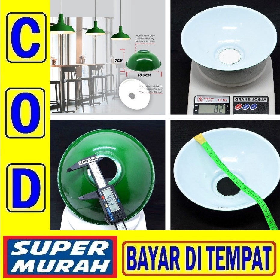 109N Kap Fitting Gantung Kecil 18cm Hijau Aluminium Fiting Lampu Jalan E27 Outdoor Tebal