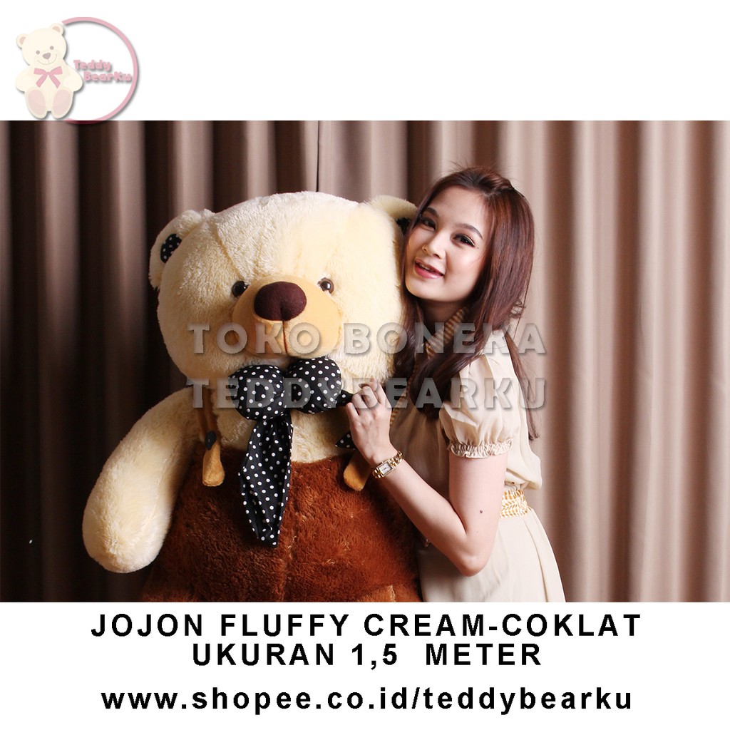 TEDDY BEAR SUPER JUMBO 1,5 METER FLUFFY JOJON PREMIUM CREAM - COKLAT