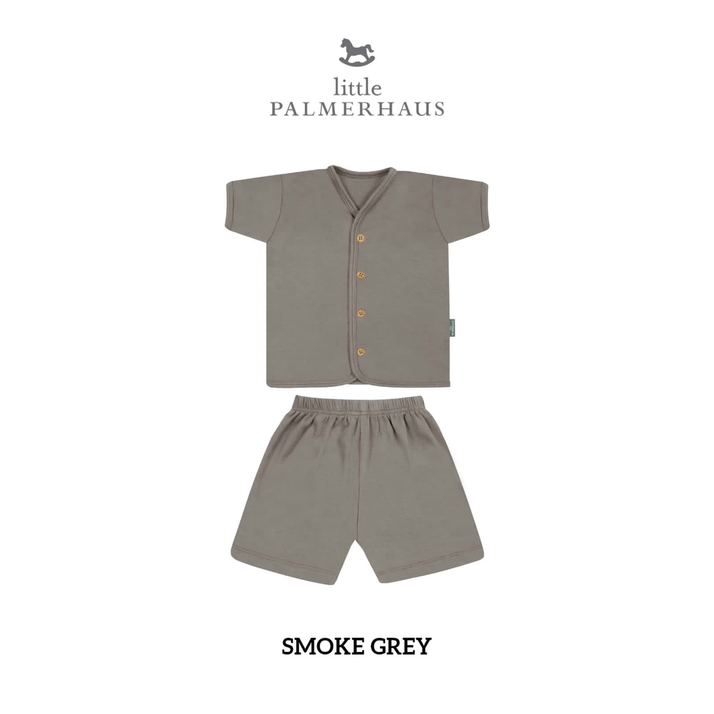 Little Palmerhaus Button Tee Shorts Sleeve Stelan Set Lengan Pendek Size 0-3m 6-12m 12-24m Stelang Pendek Kancing Depan