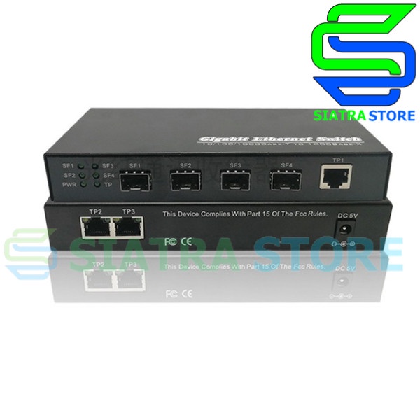 LNX Media Converter FO 4 SFP Port 3 Port Gigabit|4SFP 3LAN FO Switch