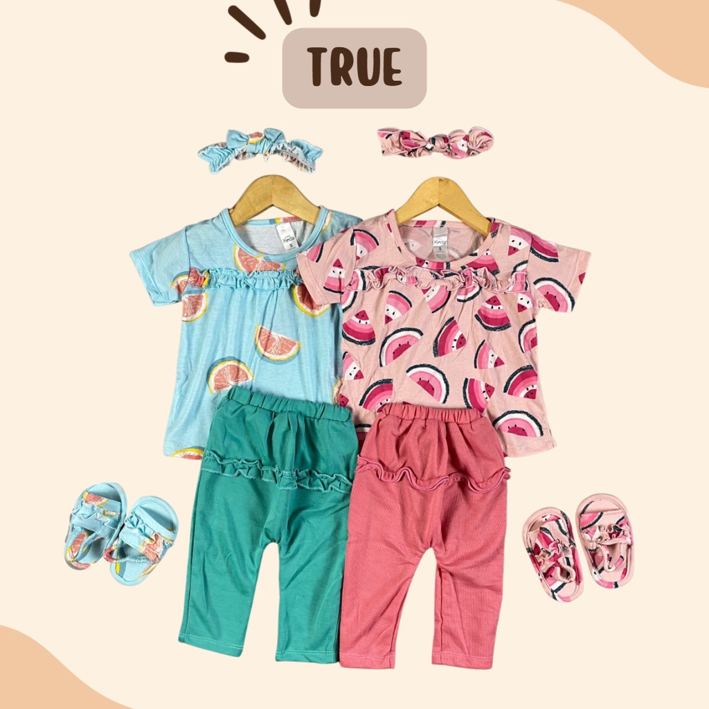 Plazababyku MX TRUE SET SANDAL setelan bayi motif bunga yang lucu free headband + sandal PART2