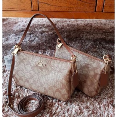 [ORI] COACH Top Handle Pouch Slingbag Signature / Tas Wanita - Mahogany