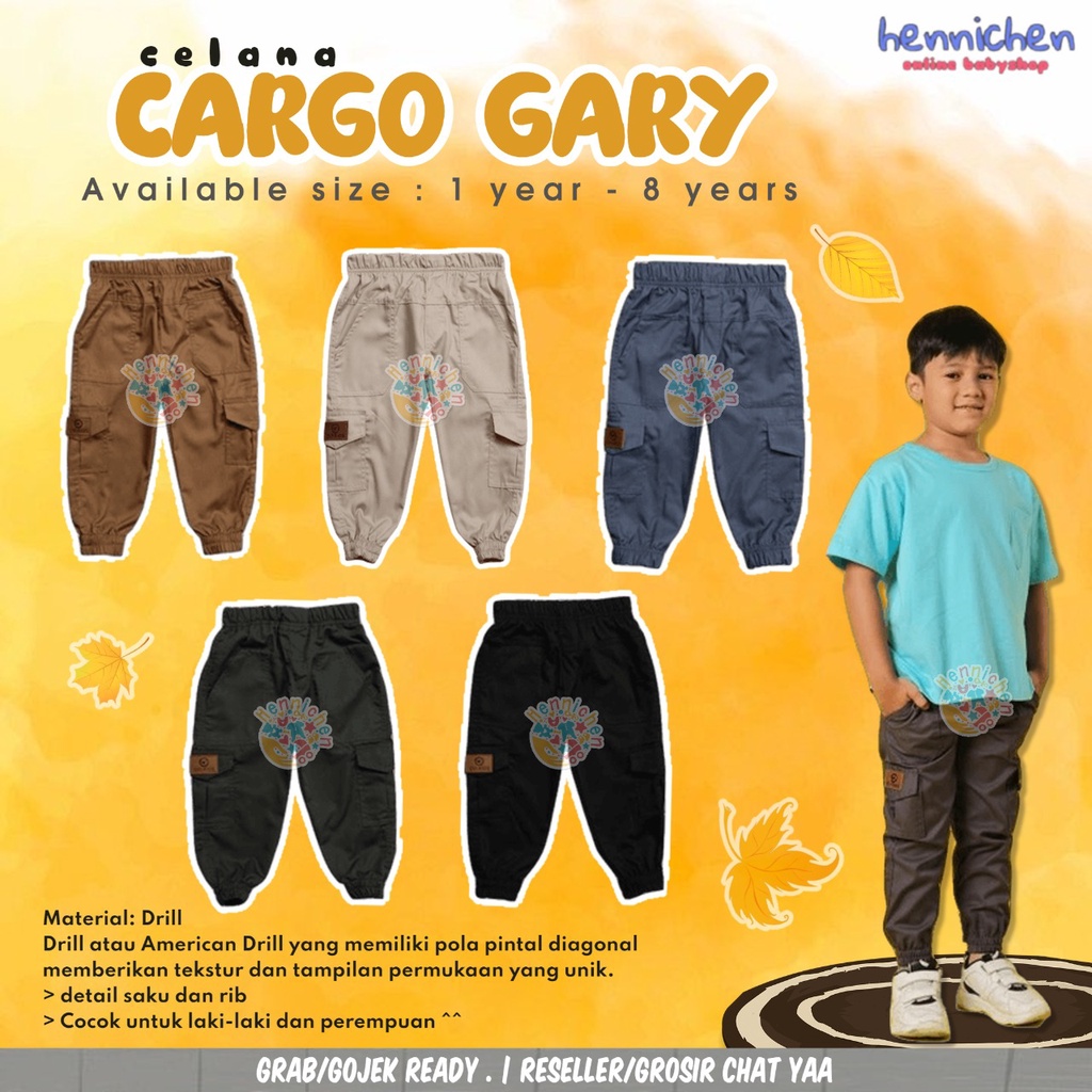 Celana Panjang Anak Jogger Cargo Gary Unisex (1-6 Tahun) OVIKIDS