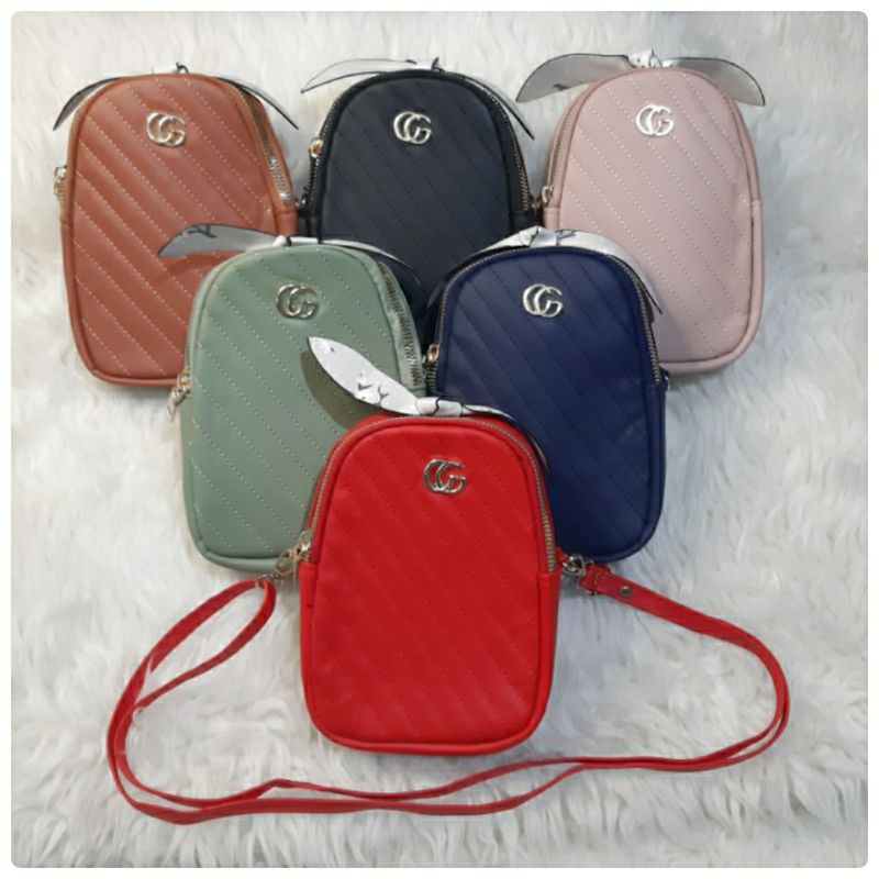 CR889-1004 Tas Selempang wanita import Tas Hp Fashion Bordir 2ruang GG