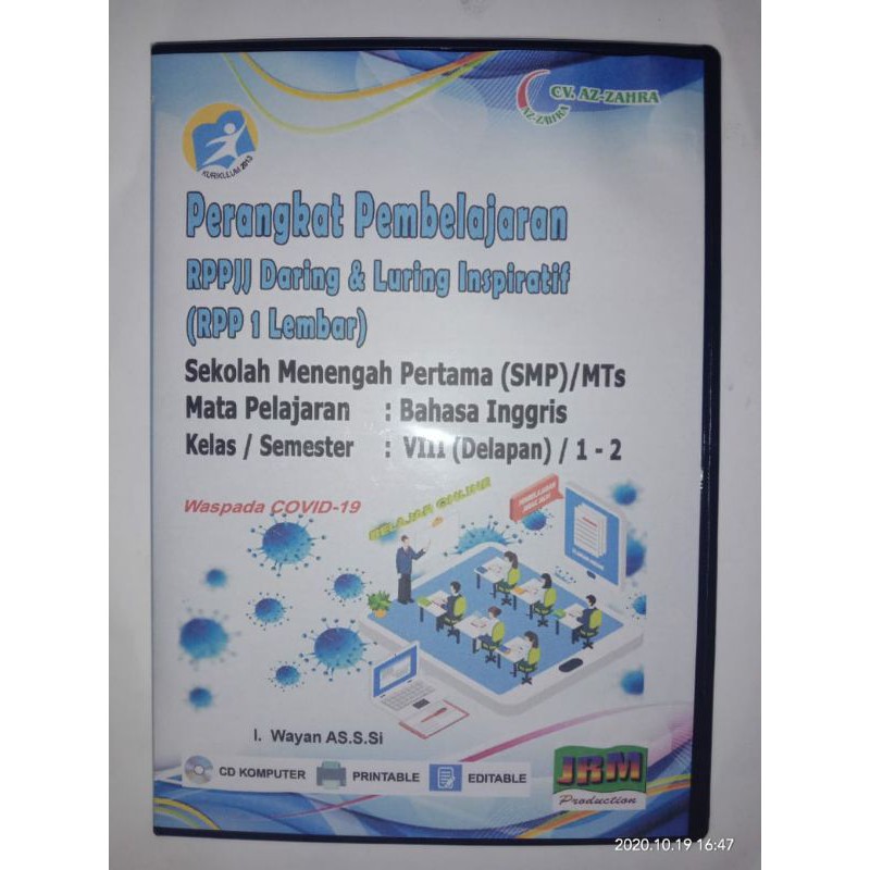 Rpp 1 Lembar Daring Smp Bahasa Inggris Kelas 8 Kurikulum 2013 Revisi 2020 Shopee Indonesia