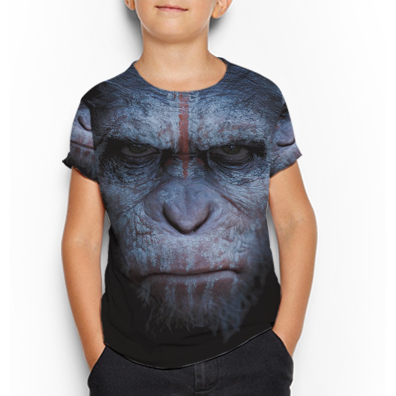 Caesar Dawn Of The Planet Apes Tshirt Fullprint Polyester Jersey Casual Kaos Anak Umur 3 sd 10 TAHUN