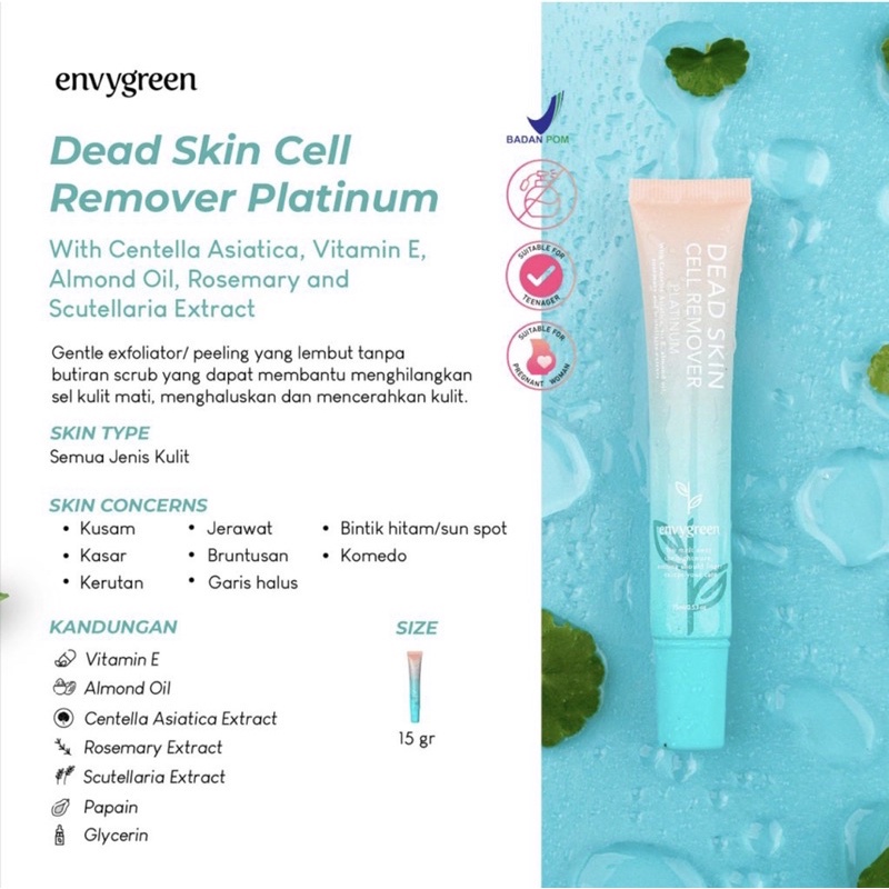 ENVYGREEN Dead Skin Cell Remover 15gr BPOM Envy Green (New Packaging) Scrub Exfoliasi