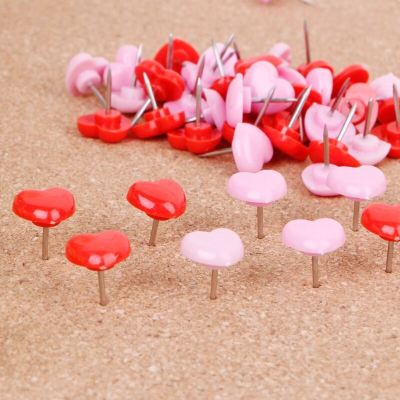 

Ongkir Gratis ya 50 Pcs Heart Shape Plastic Quality Colored Push Pins Thumbtacks Office School qiang