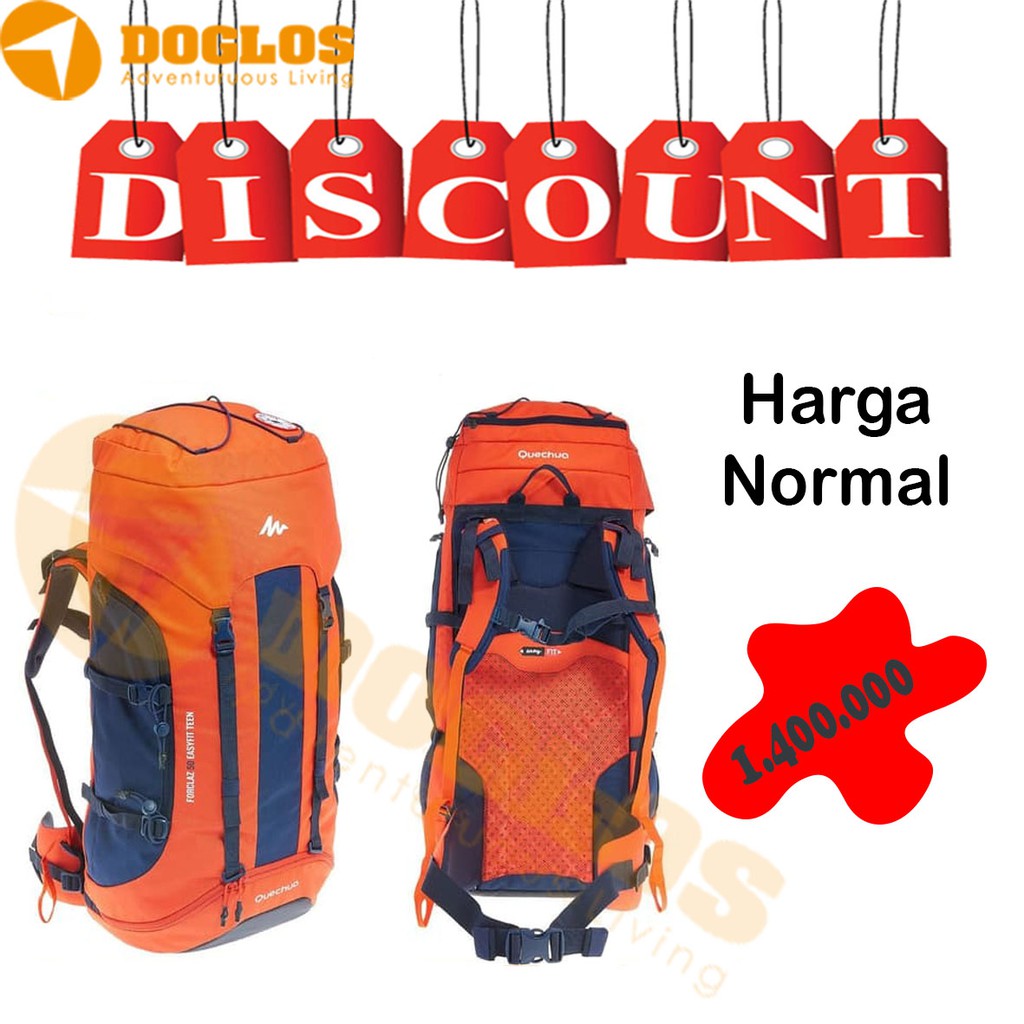 Carrier Quechua Forclaz 50 Easyfit teen Backpack tas gunung hiking