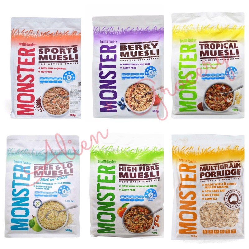 Monster Muesli High Fibre Sports Tropical Free &amp; Lo Berry Multigrain Porridge