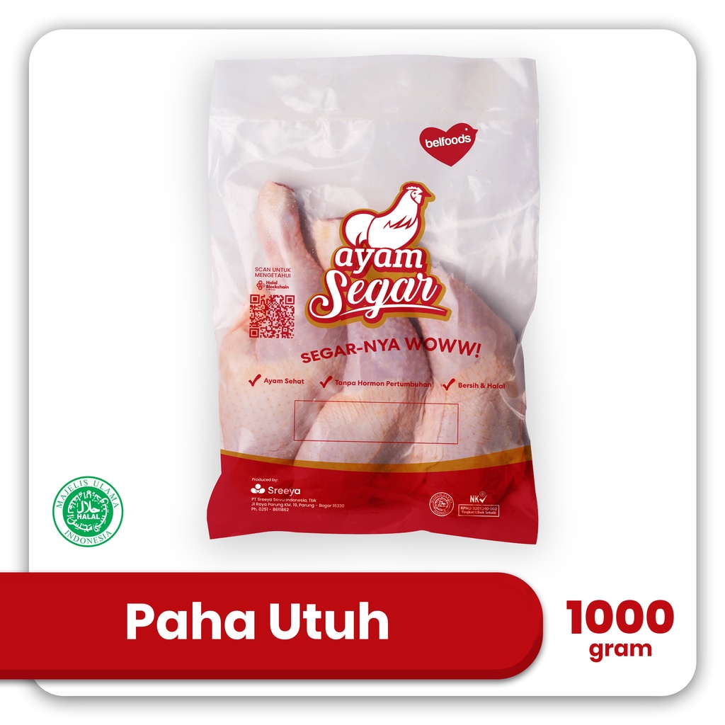 PAHA AYAM UTUH SREEYA 1KG HALAL FULL THIGH BONE-IN CHICKEN