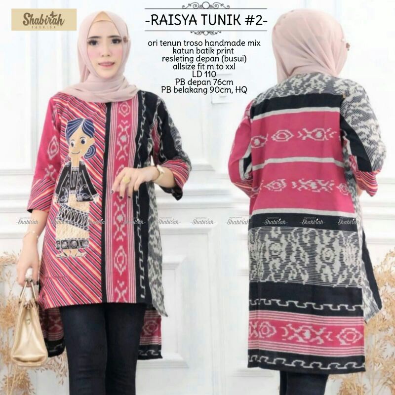 Tunik batik Atasan batik wanita modern premium high Quality Batik Raisya Tunik Tenun Kombinasi Pingu