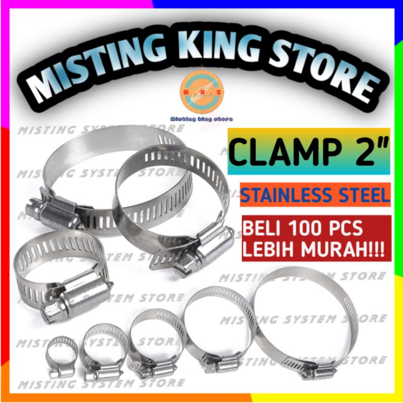 HOSE CLAMP SELANG 2 INCH STAINLESS STEEL KLEM KERAN AIR PIPA GAS 2&quot; IN