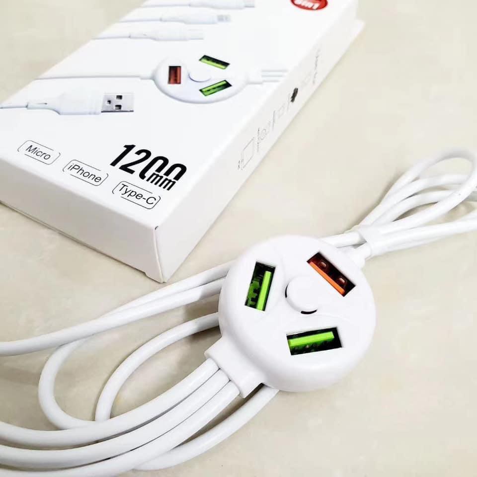 kabel data 3Plug 3USB port 3.1 6in1 pjg 140cm Data cable