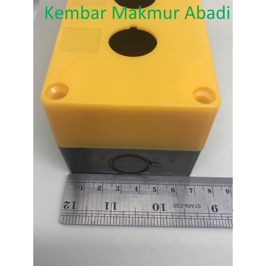 Control Box Push Button 22mm 3 Lubang Putih-Kuning / Kontrol Box 3Lubang / Push Button 3 Hole