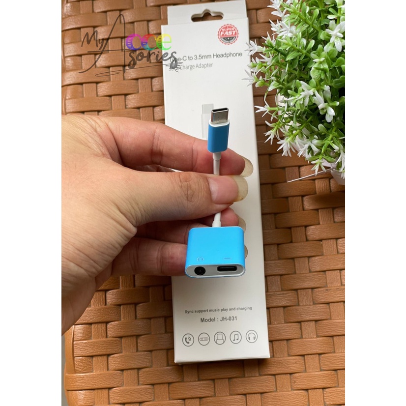 JH031 Spilter type c 2in1 kabel audio type c 2in1 jek audio type c 2in1 splitter type c 2in1 Samsung
