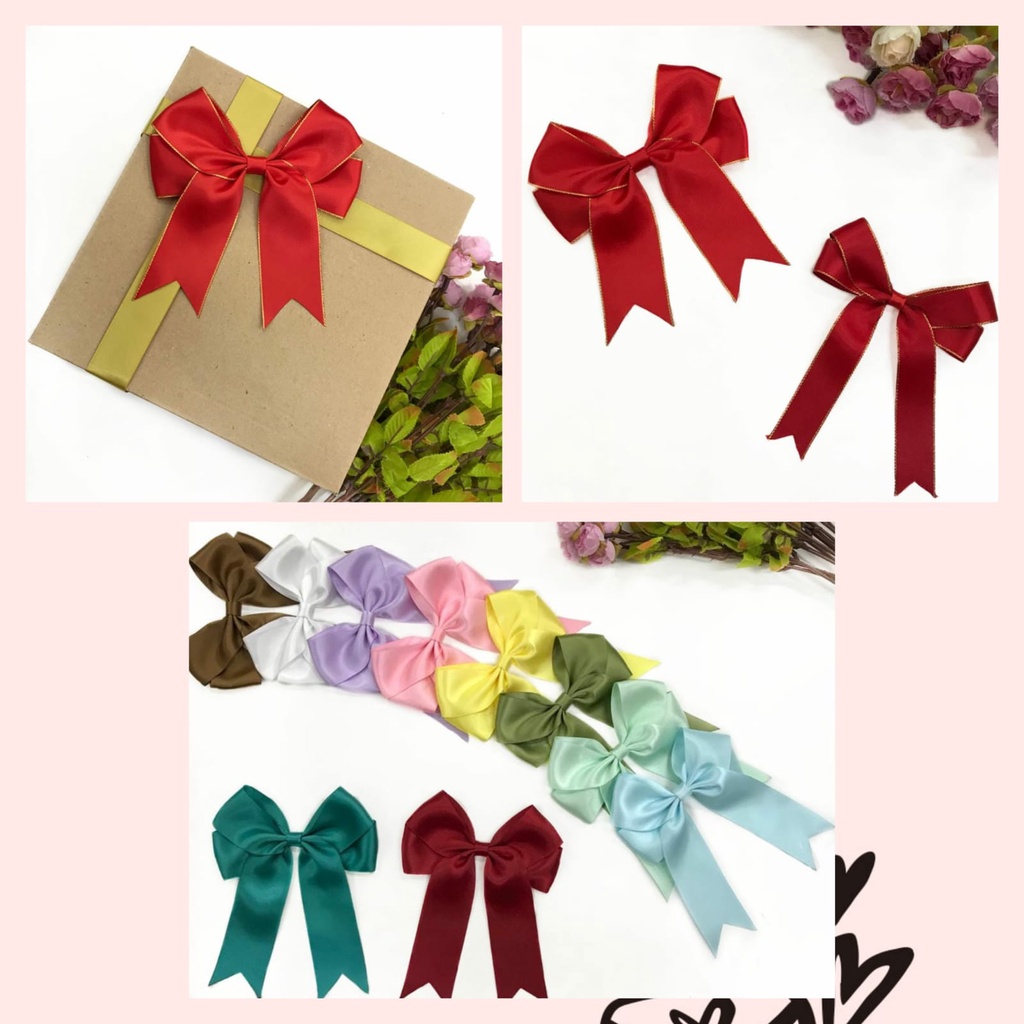 ECER 1 BUAH - PITA JADIAN | PITA KADO HAMPERS |PITA SIAP PAKAI | PITA MERAH LIST EMAS | DOUBLE SATIN POLOS