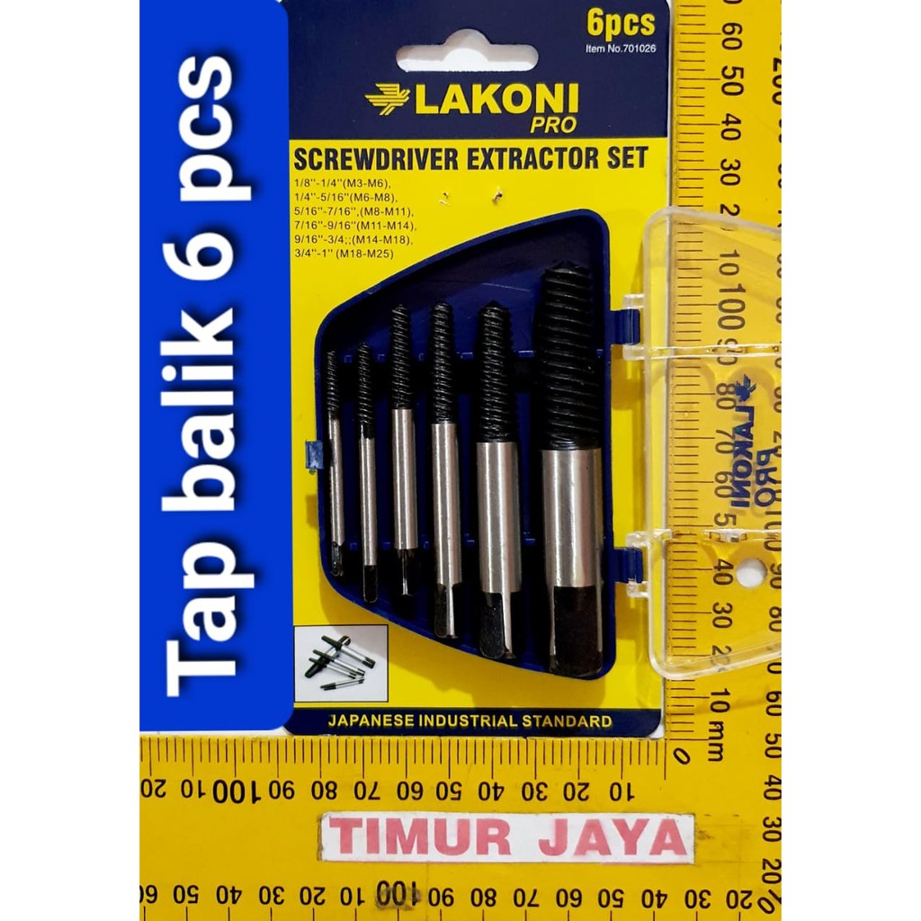 TEKIRO Screw Extractor 6 Pcs Pembuka Baut Set Tap Balik