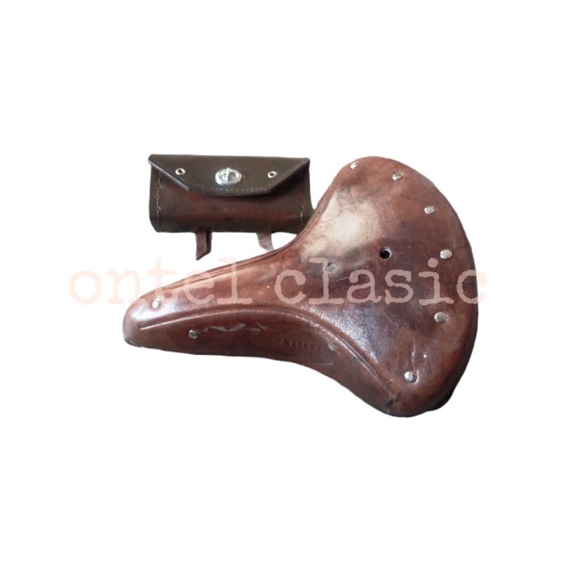 Sadel Kulit Karkap Sepeda Onthel Ontel Onta Dames + dompet kulit Gazelle Raleigh Hartogs Teha