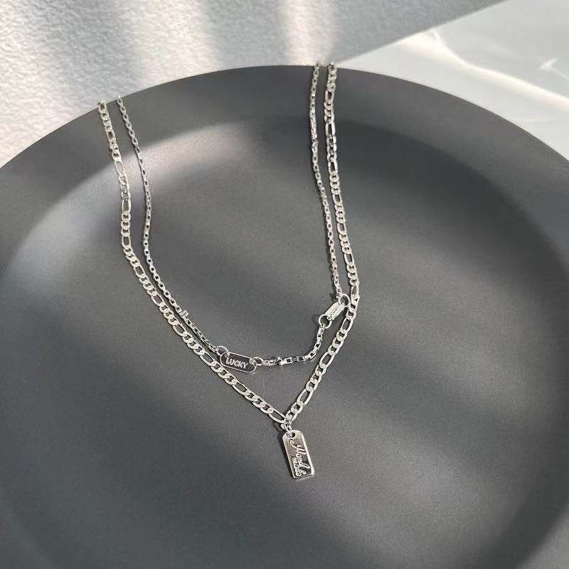 Jepang dan Korea gaya double-layer square liontin kalung untuk wanita in Trendi temperamental, seder