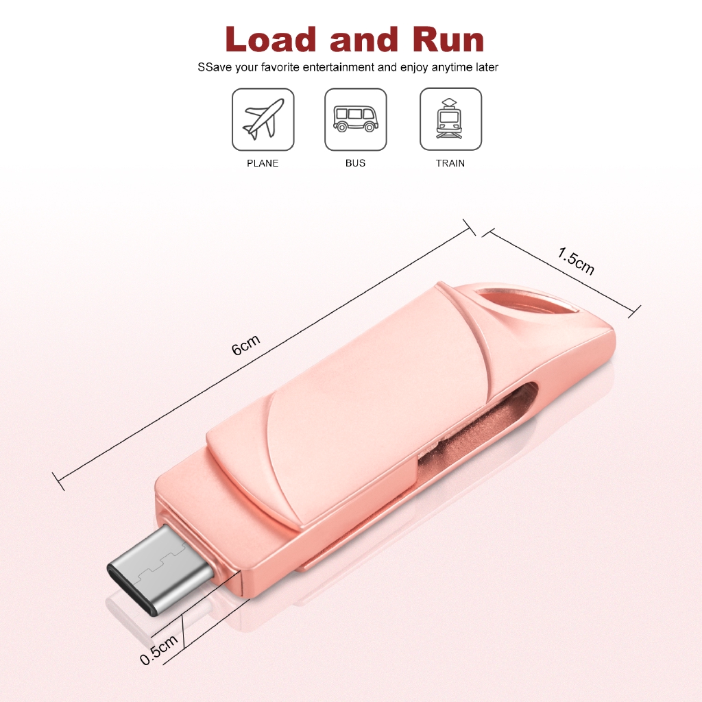 USB Tipe C 3 In 1 Untuk iPhone Android Notebook USB Flash Drive 16GB 32GB 128GB 512GB