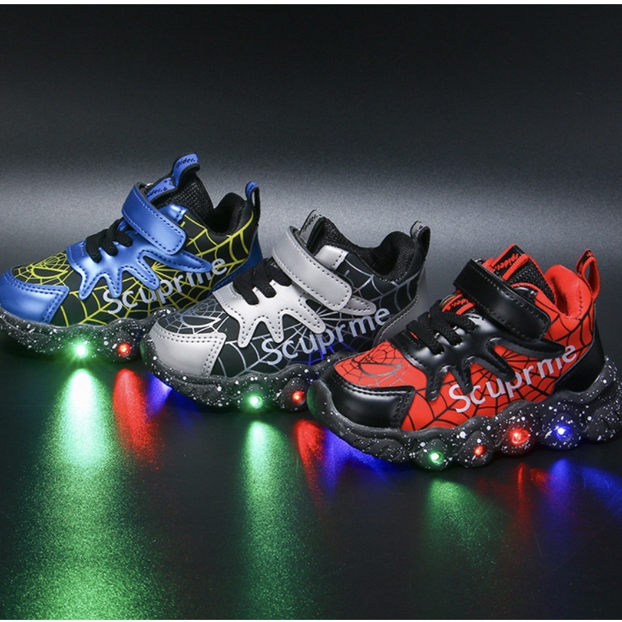 babyfit SPIDER SUPREM sepatu lampu LED anak sneakers import sepatu sekolah thp-825