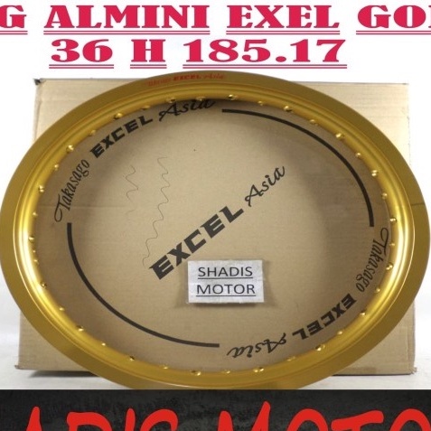 Velg Almini Excel Asia W Shape Ukuran 185 Ring 17 Warna Gold Hole 36 Velg Jari Jari Motor