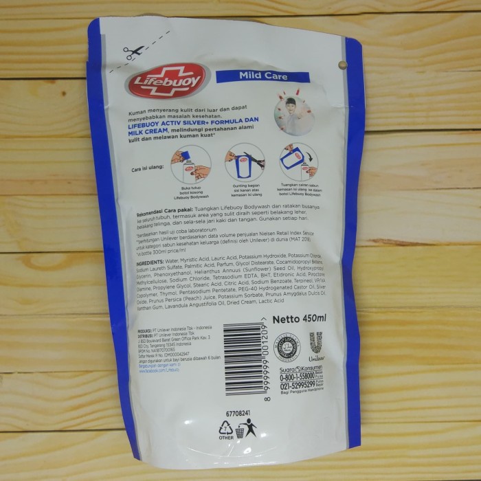 Za012 Sabun Lifebuoy Cair/Liquid Mild Care 450 Ml Refill rf0F