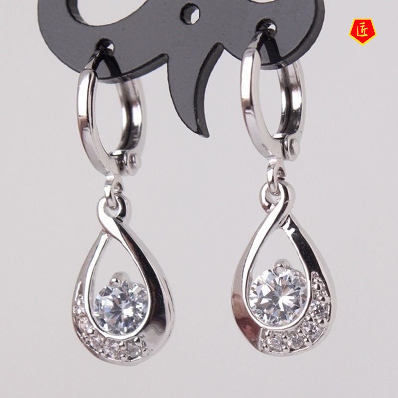 [Ready Stock]Women's Simple Personality Inlaid Shiny Diamond Earrings