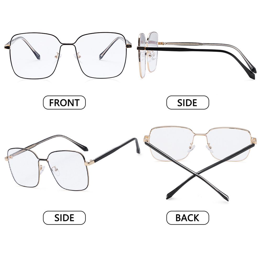 ROW Fashion Anti-blue Ray Glasses Myopia Glasses Frame Anti Glare &amp; Eye Strain Computer Glasses Office Oversized Eyeglasses Readers Square Glasses