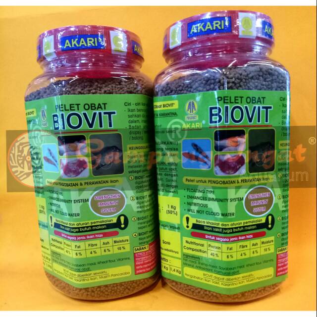 Pelet Obat Akari Biovit 350gram/pakan ikan sakit stres/untuk segala ikan hias